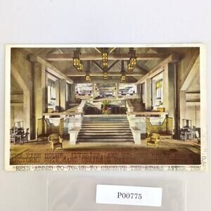 Grand Canyon Hotel Lounge Staircase Yellowstone Park AZ 1900s Postcard Typed